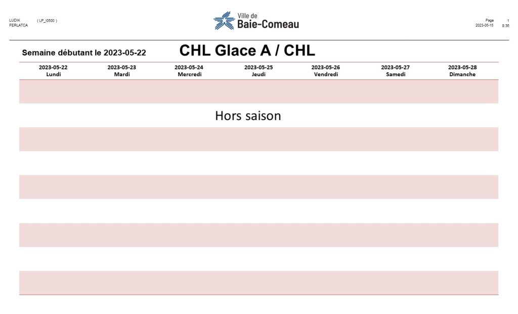 Hors saison CHL glace A