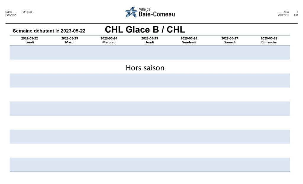 Hors saison CHL glace B